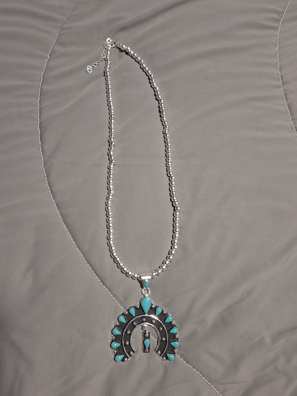 NWOT Sterling Silver Over Brass Necklace With Turquoise Pendant